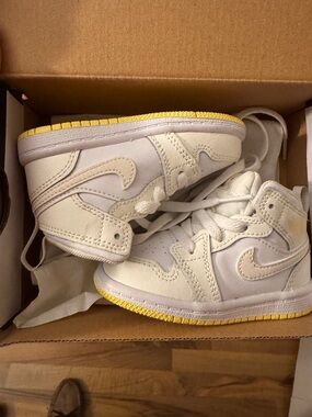 Jordan Kids' White and Yellow High-Top Sneakers